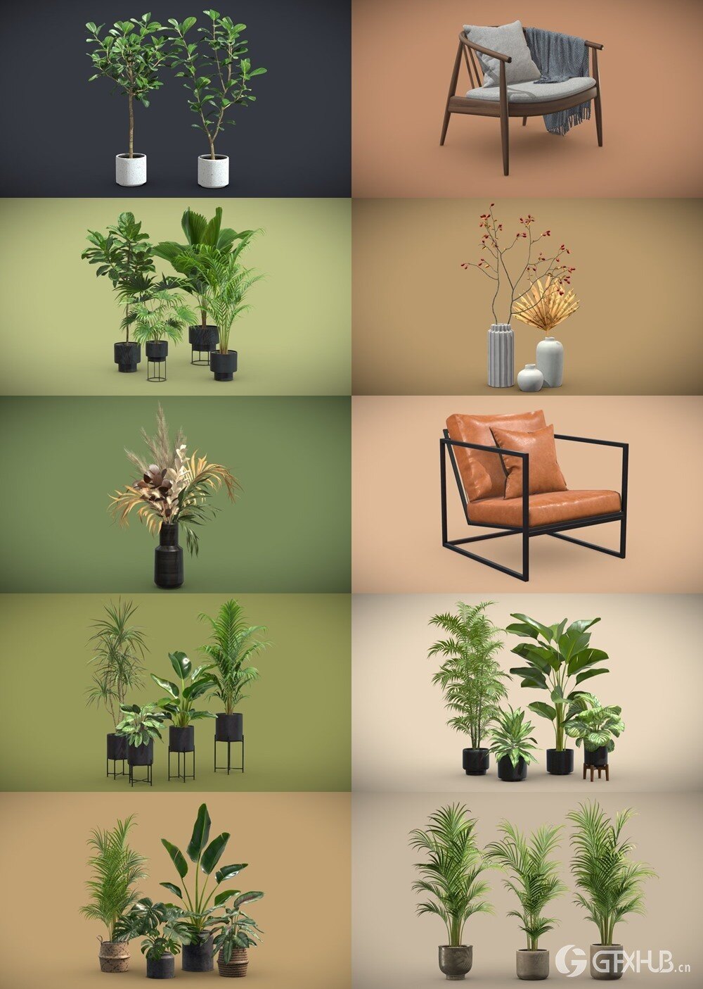200+套室内盆栽椅子3D模型合集 Sketchfab - AllQuad 3D-Models Collection