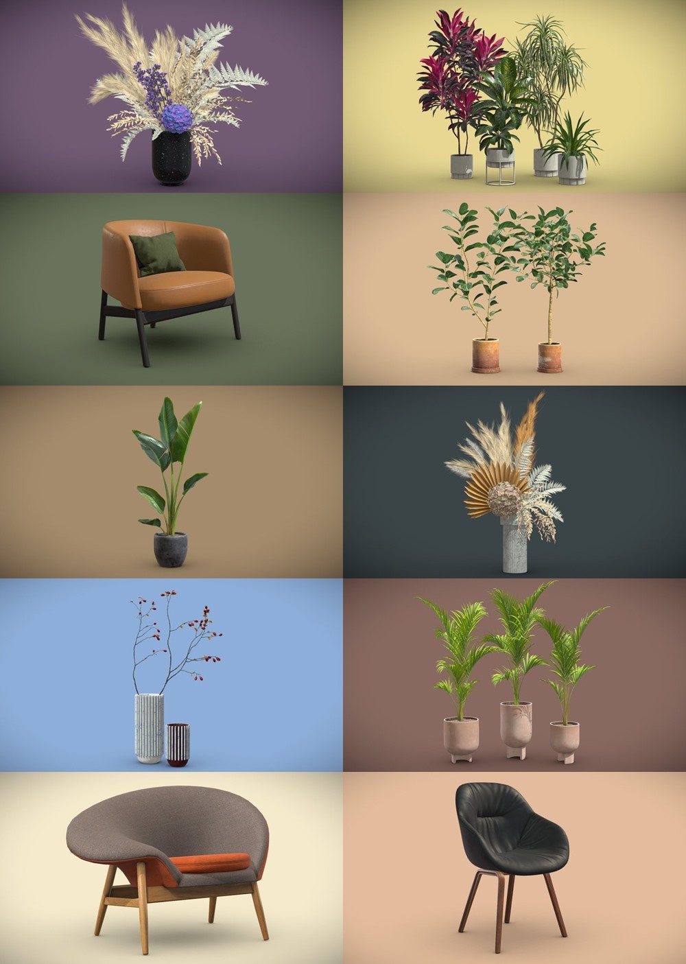 200+套室内盆栽椅子3D模型合集 Sketchfab - AllQuad 3D-Models Collection