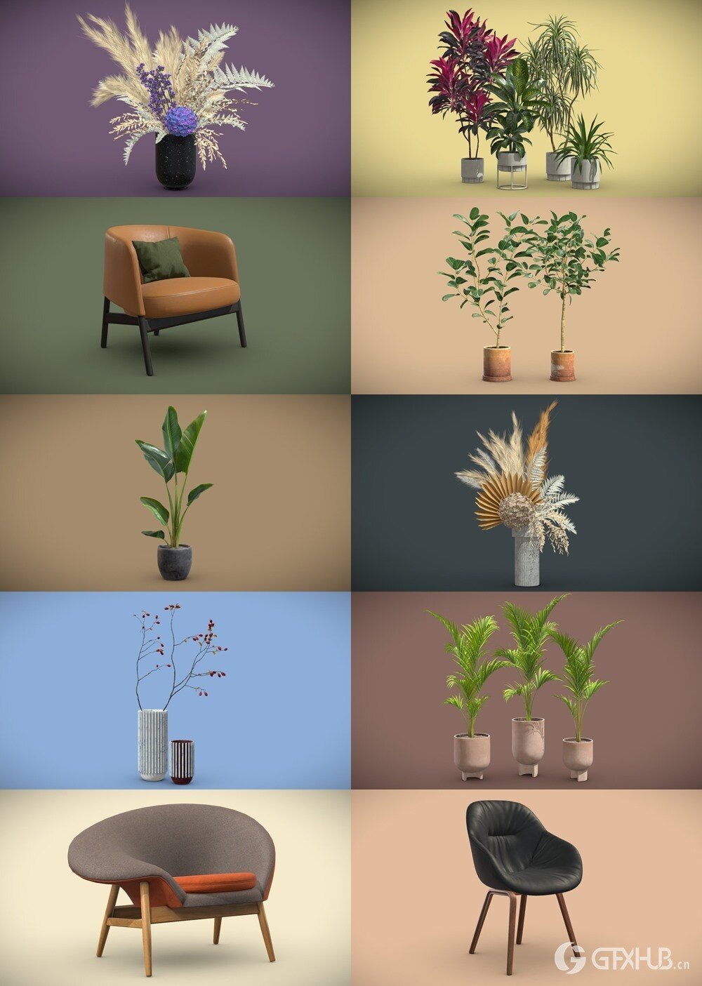 200+套室内盆栽椅子3D模型合集 Sketchfab - AllQuad 3D-Models Collection