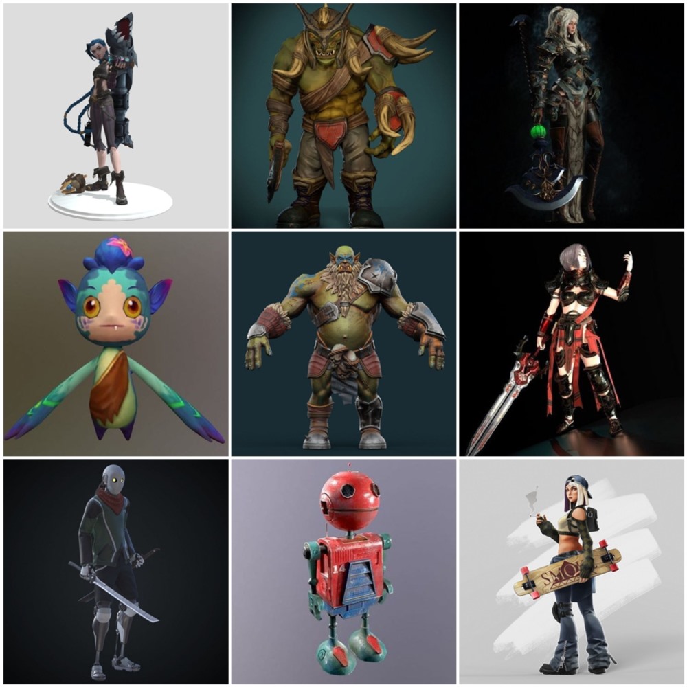 PBR Game 56组角色人物3D模型合集 (格式：blendFBXOBJ)