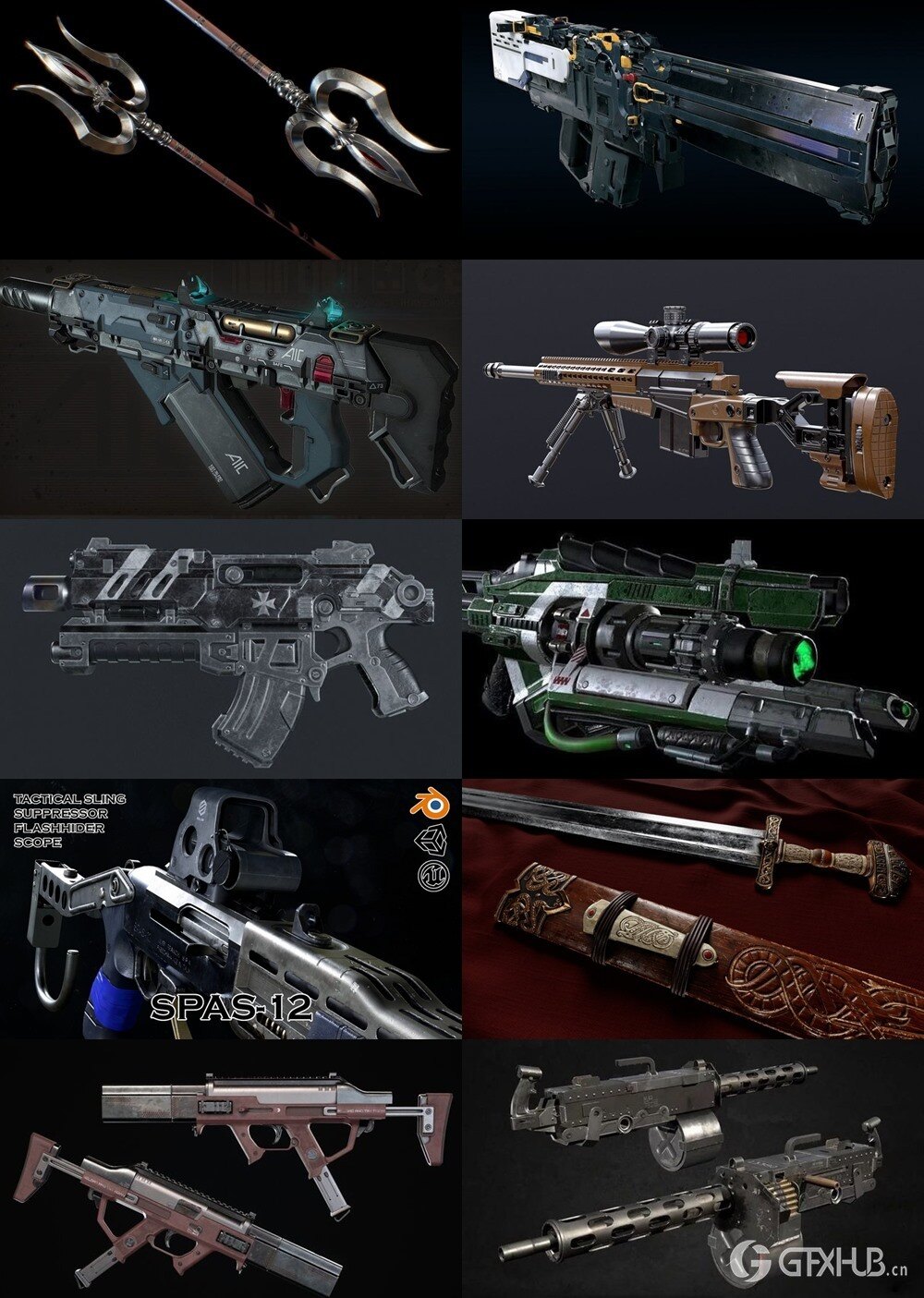 武器枪械游戏资产3D模型合集第5季 PBR Game Weapons Firearms 3D Models Vol.5