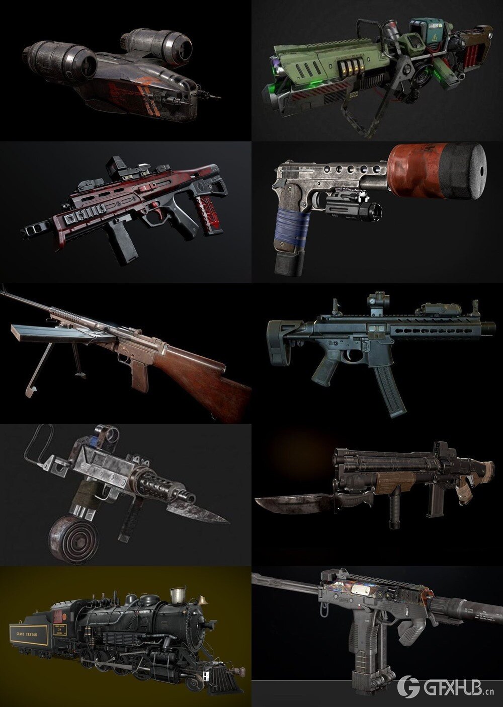 武器枪械游戏资产3D模型合集第5季 PBR Game Weapons Firearms 3D Models Vol.5