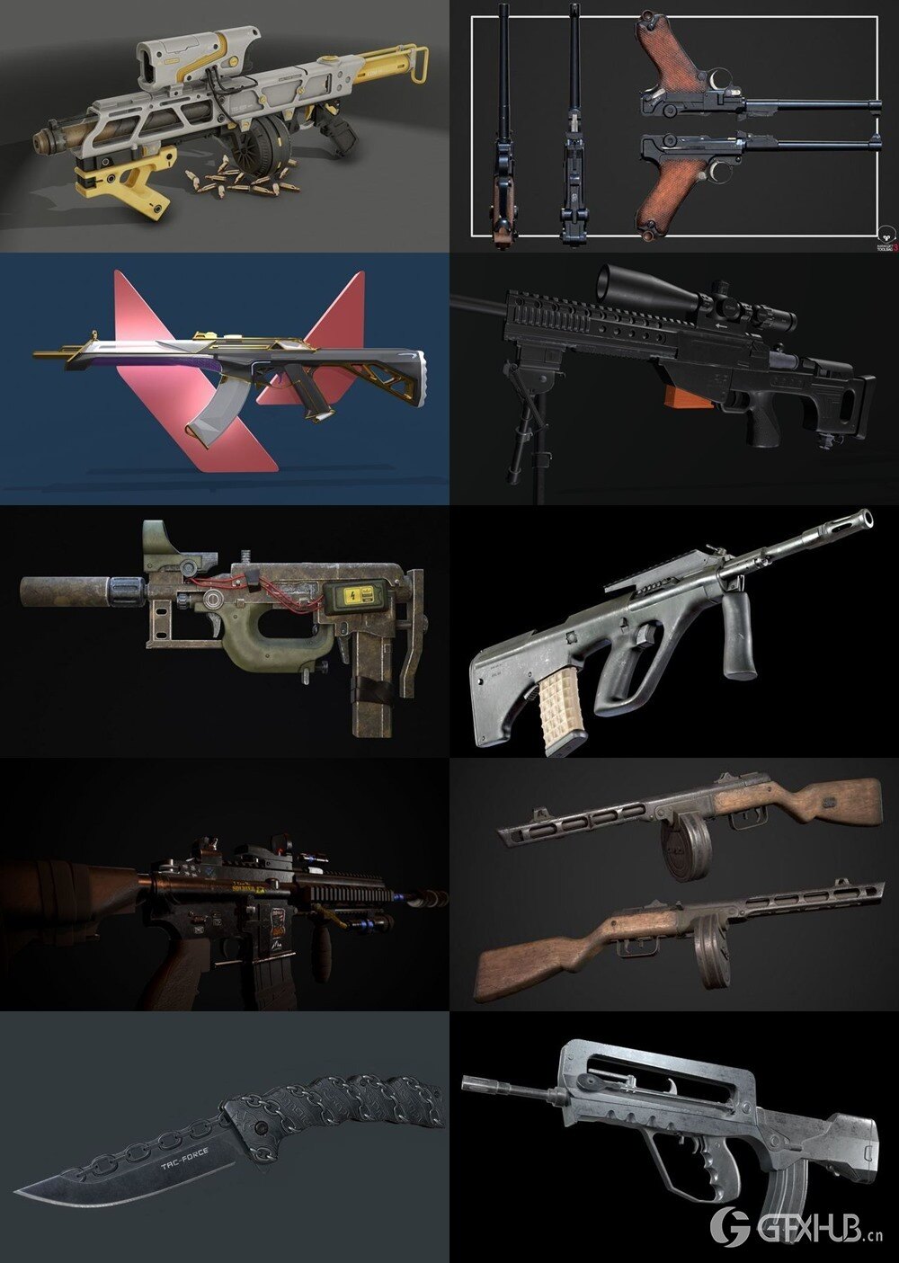 武器枪械游戏资产3D模型合集第5季 PBR Game Weapons Firearms 3D Models Vol.5