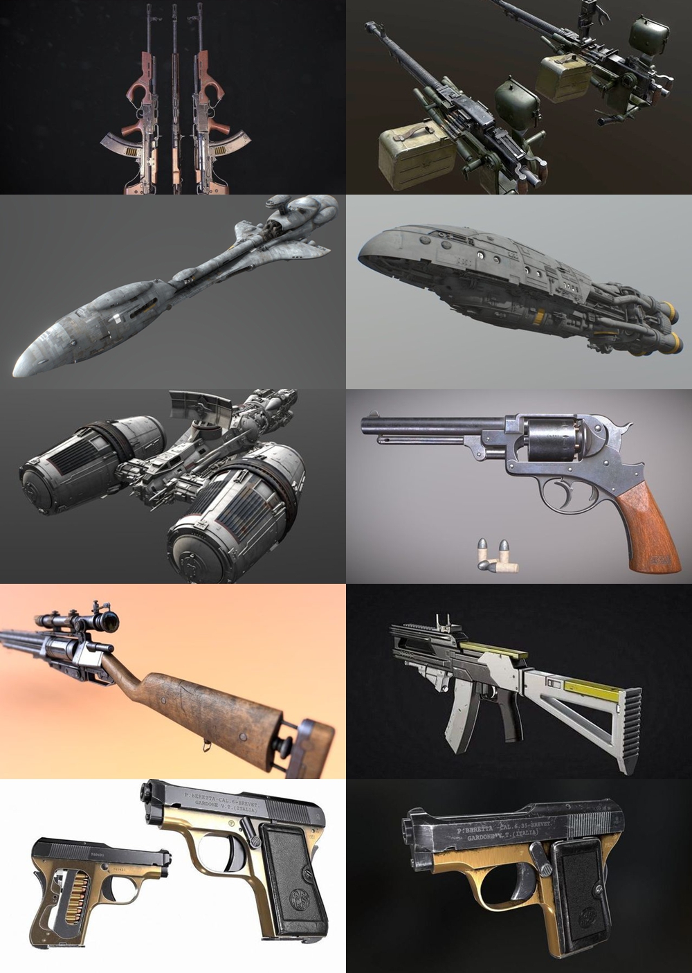 武器枪械游戏资产3D模型合集第6季 PBR Game Weapons Firearms 3D Models Vol.6
