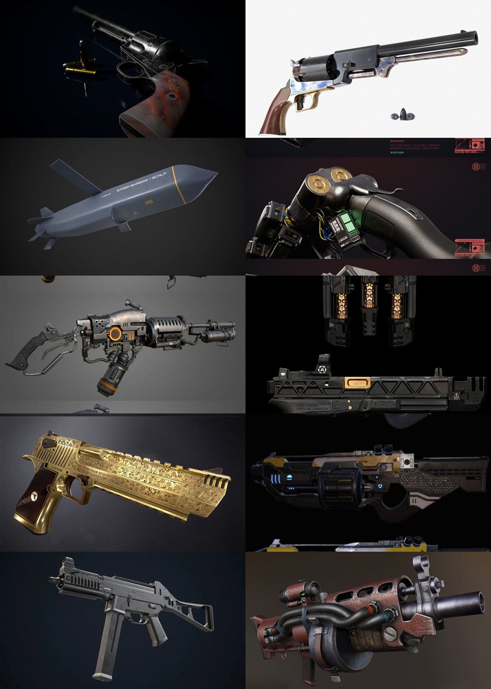 武器枪械游戏资产3D模型合集第6季 PBR Game Weapons Firearms 3D Models Vol.6