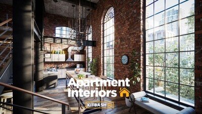公寓顶楼阁楼室内3D模型 Kitbash3D – Apartment Interiors