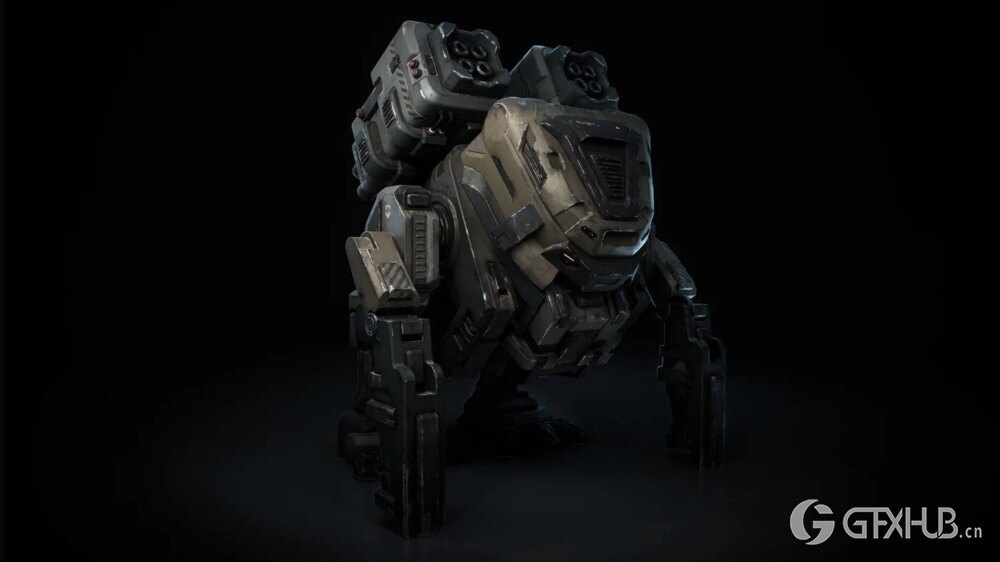 火炮机甲、运输机、机甲仓库、坦克机甲和骑兵机甲3D模型 Kitbash3D - Mech Wars