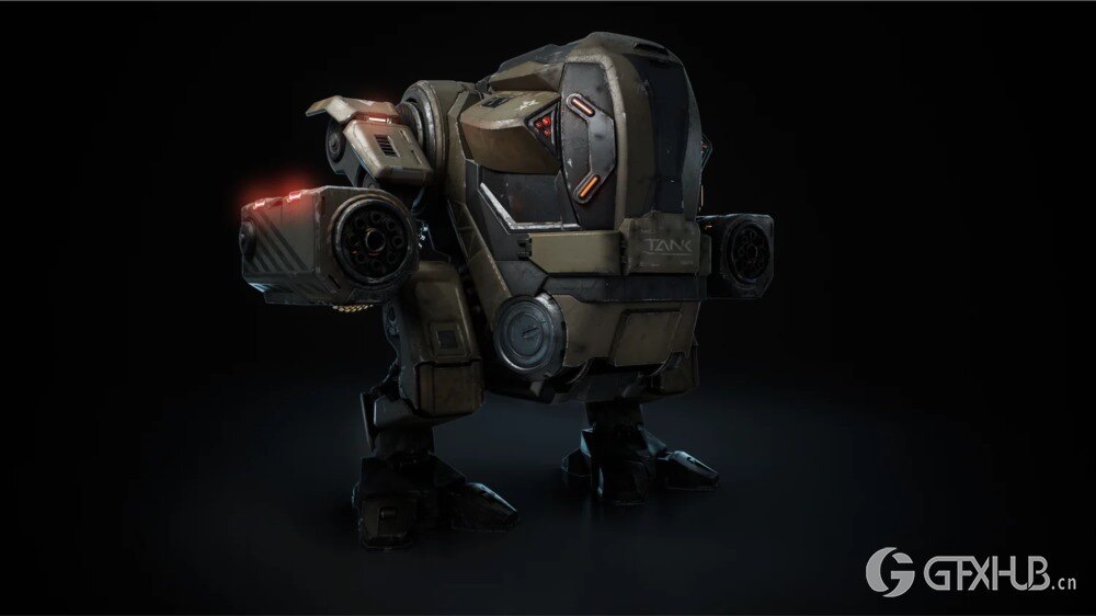 火炮机甲、运输机、机甲仓库、坦克机甲和骑兵机甲3D模型 Kitbash3D - Mech Wars