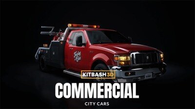 卡车货车邮递车拖车服务车3D模型 KitBash3D – City Cars Commercial