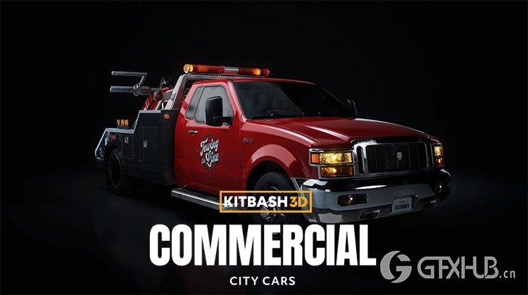 卡车货车邮递车拖车服务车3D模型 KitBash3D - City Cars Commercial