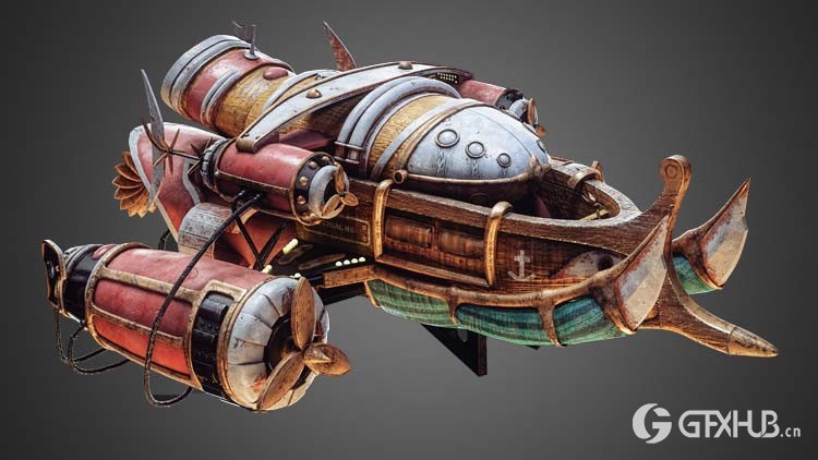 蒸汽朋克船概念设计3D建模渲染教程 Mastering Steampunk Ship Concept to Completion in 3DModeling