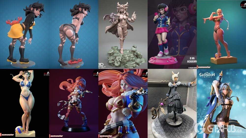 170组女性3D打印模型系列合集第5季 Girls, Girls and Only Girls 3D-Print Models Collection 5