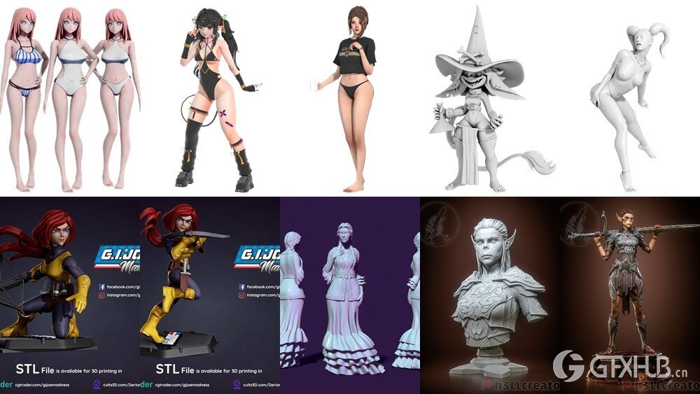 100组女性3D打印模型系列合集第9季 Girls, Girls and Only Girls 3D-Print Models Collection 9