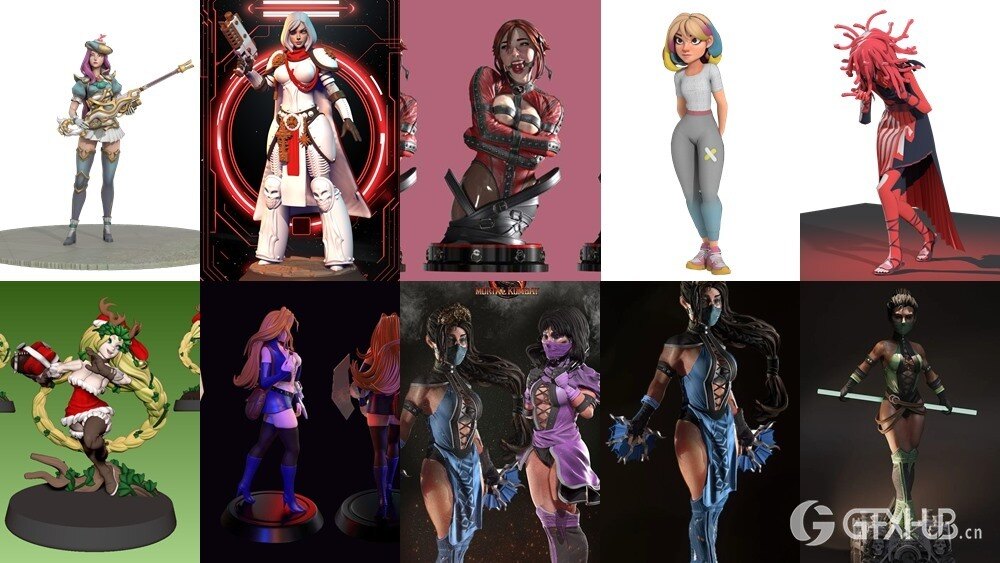 100组女性3D打印模型系列合集第9季 Girls, Girls and Only Girls 3D-Print Models Collection 9