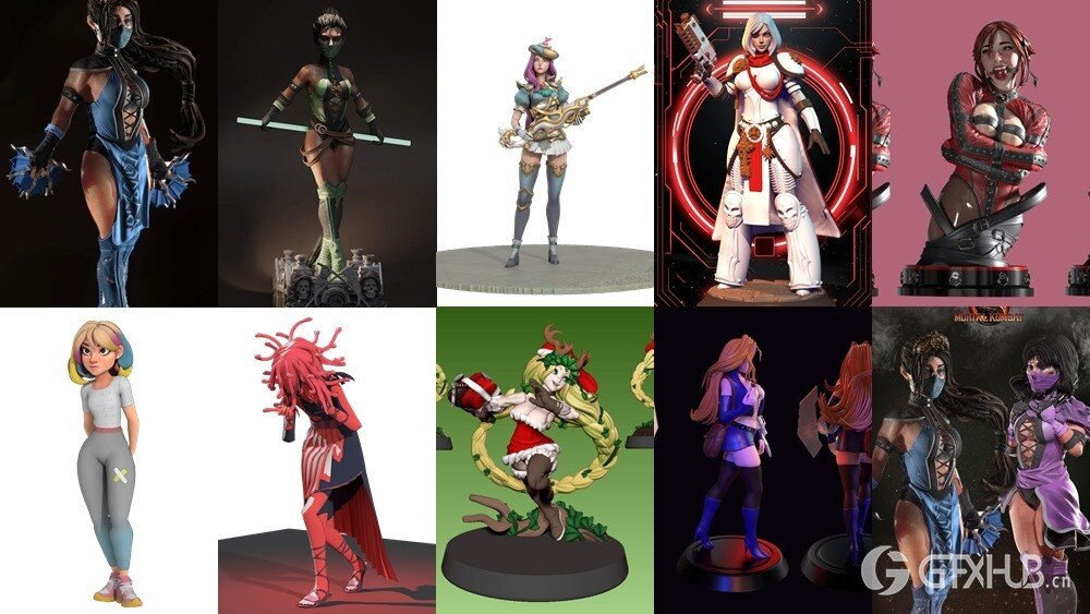 100组女性3D打印模型系列合集第9季 Girls, Girls and Only Girls 3D-Print Models Collection 9