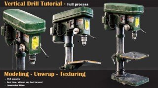 垂直钻头3D建模和纹理教程 Create a Detailed Vertical Drill 3D Modeling Texturing