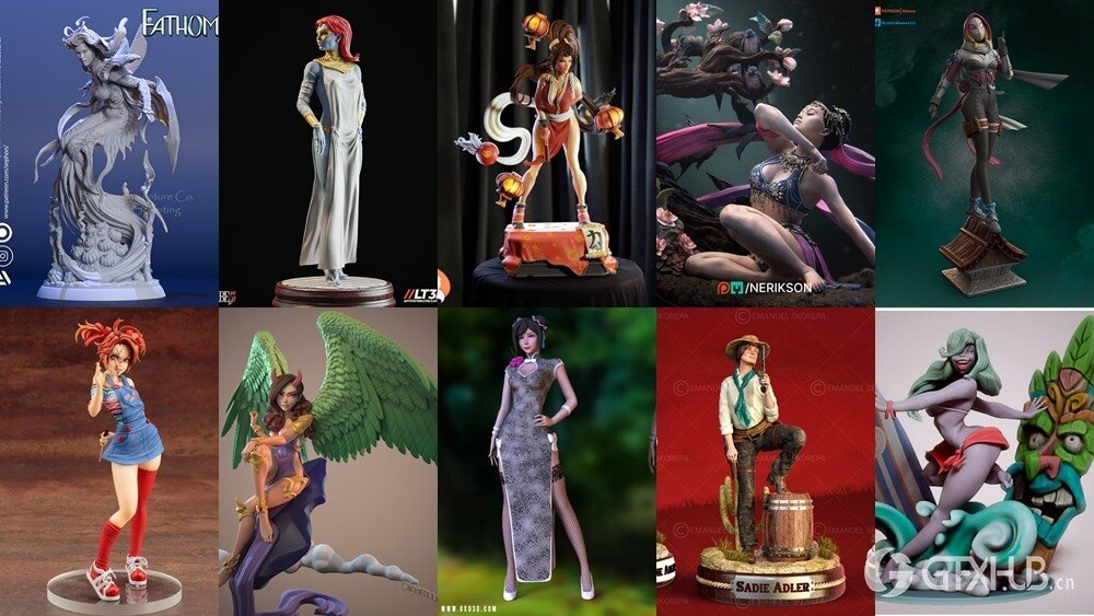 136组女性3D打印模型系列合集第12季 Girls, Girls and Only Girls 3D-Print Models Collection 12