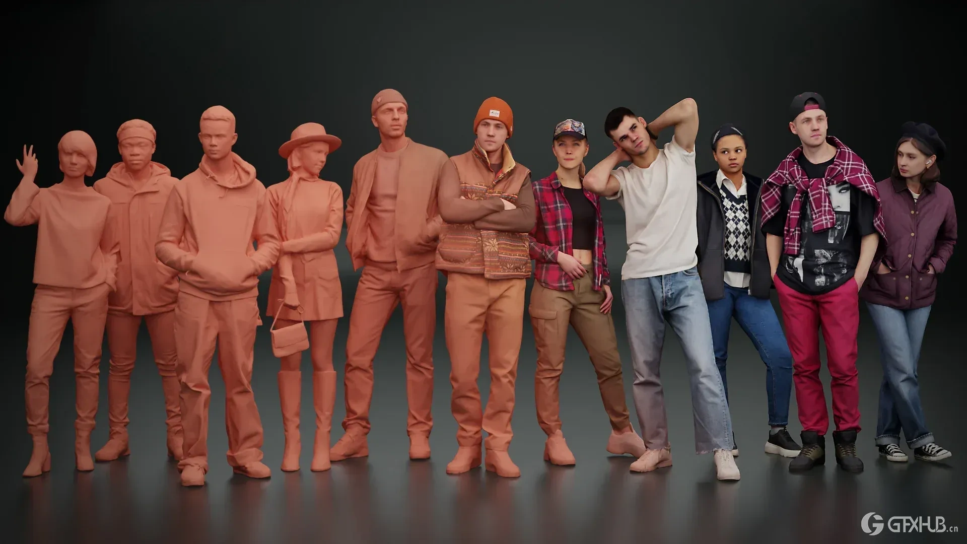 Kanistra 3D 人物角色库 摄影测量扫描姿势 - Blender 资产库