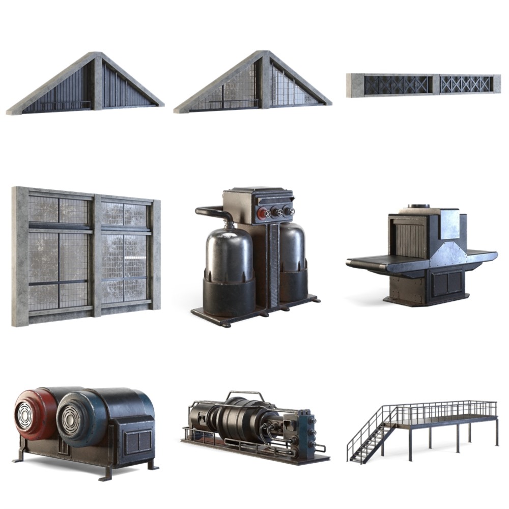 废弃工厂3D模型合集包 格式：MaxC4dfbxobjunityUE