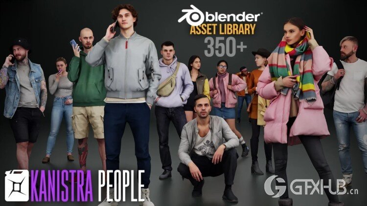 Kanistra 3D 人物角色库 摄影测量扫描姿势 - Blender 资产库