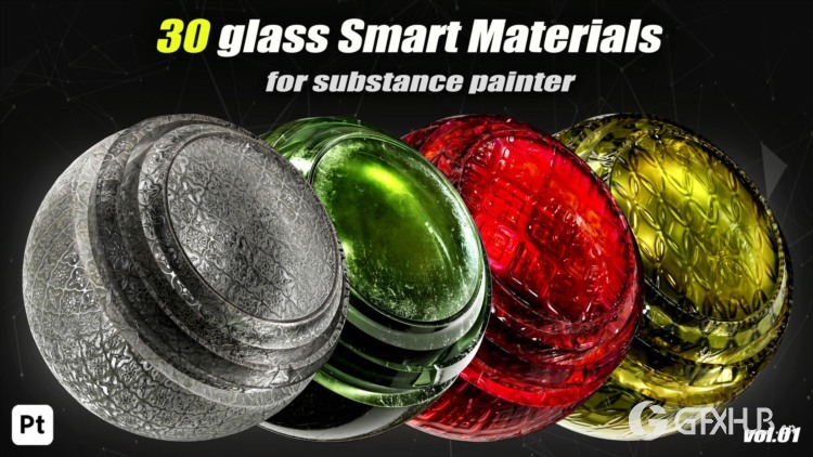 Substance Painter 30 种玻璃智能材质_vol01