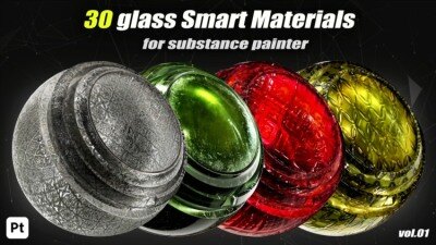 Substance Painter 30 种玻璃智能材质_vol01
