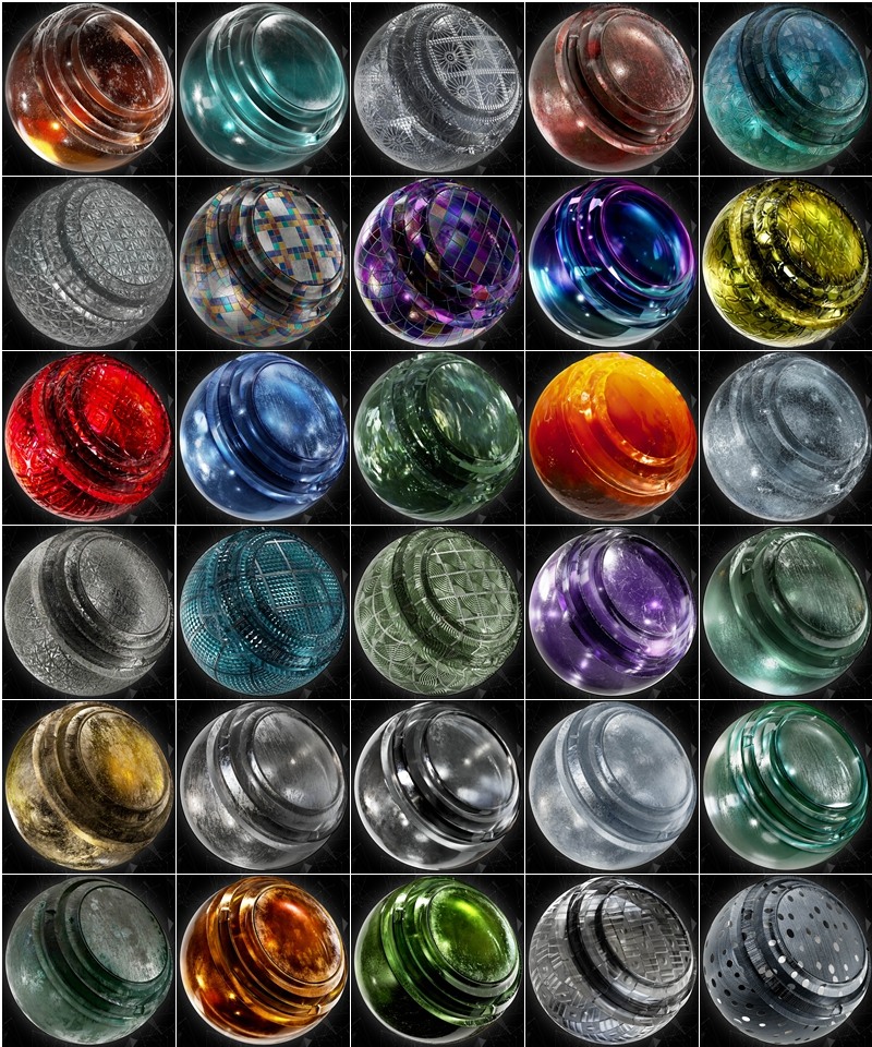 Substance Painter 30 种玻璃智能材质_vol01