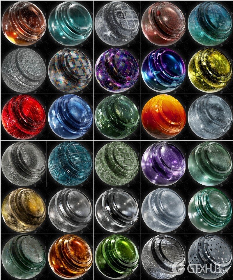 Substance Painter 30 种玻璃智能材质_vol01