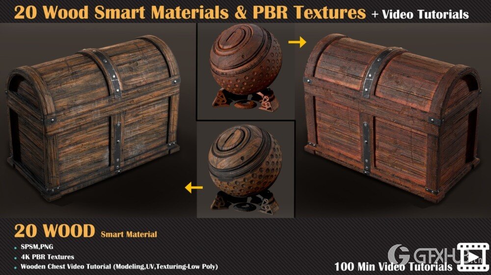 20个木头智能材质和PBR纹理 + 视频教程 - VOL 02