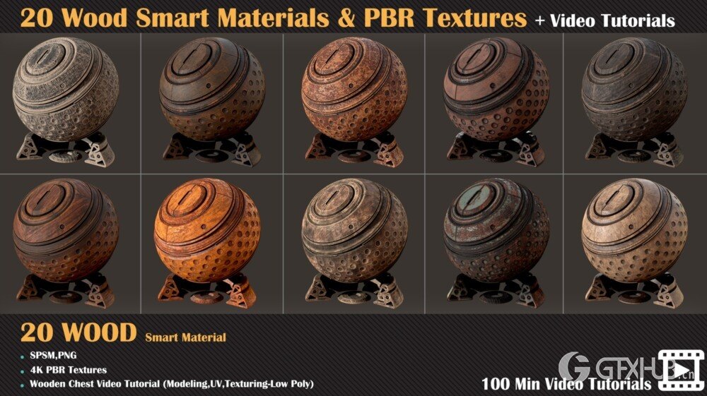 20个木头智能材质和PBR纹理 + 视频教程 - VOL 02