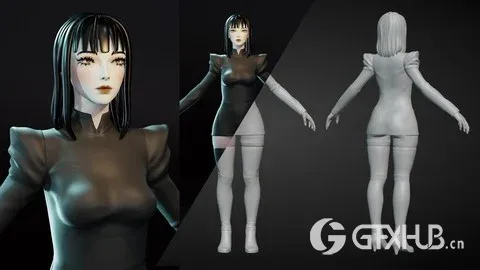 3D Blender 可爱女性全身人物雕刻建模教程