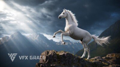 3d 白马动画模型 3d white horse animation model  – VFX Grace