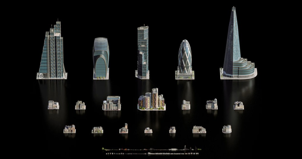 英国伦敦现代城市建筑欧式住宅3D模型资产 KitBash3D - London