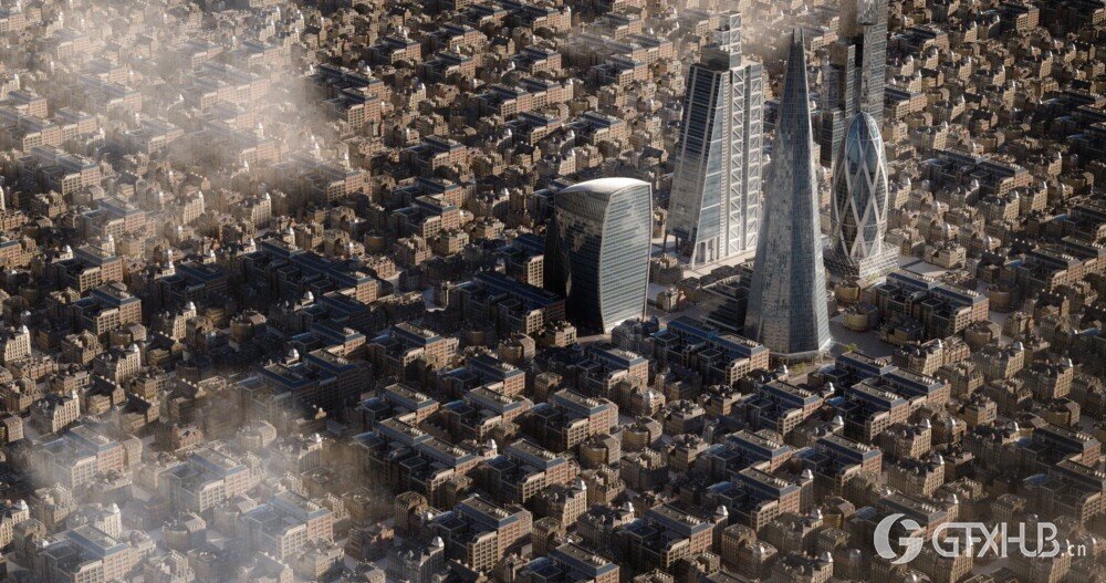 英国伦敦现代城市建筑欧式住宅3D模型资产 KitBash3D - London（完整版）