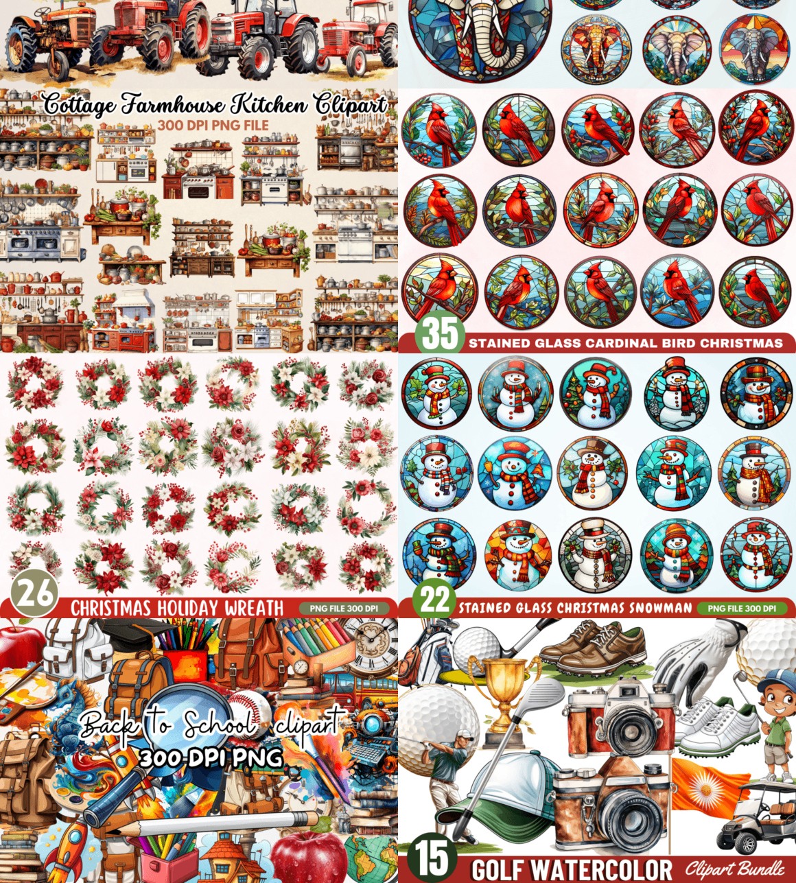 21组400+PNG水彩插图合集 The Mega Watercolor PNG Bundle
