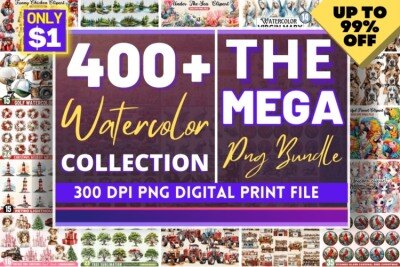 21组400+PNG水彩插图合集 The Mega Watercolor PNG Bundle