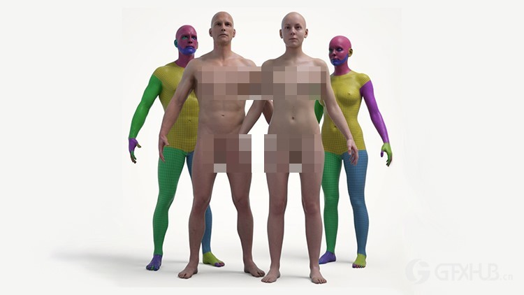 终极纹理男性和女性3d基础网格模型捆绑包