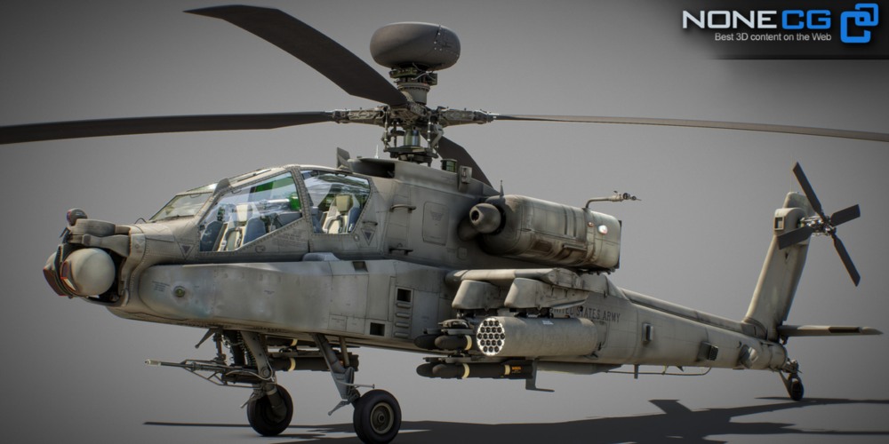 Ah-64D 阿帕奇长弓直升机带驾驶舱 3D 模型