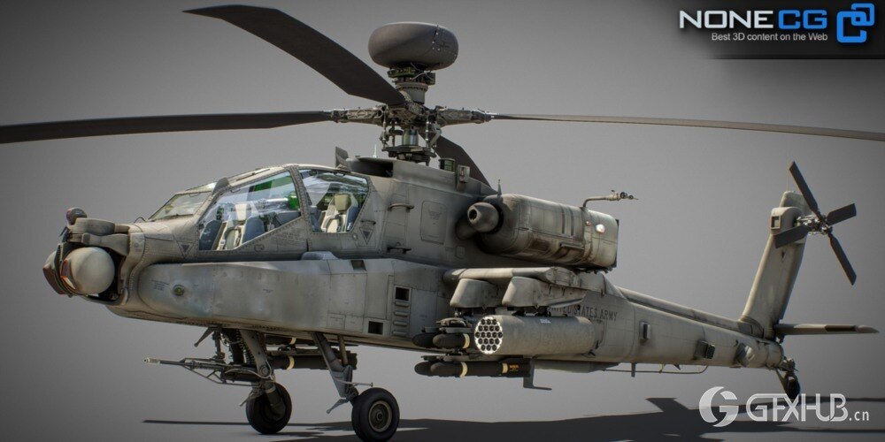 Ah-64D 阿帕奇长弓直升机带驾驶舱 3D 模型