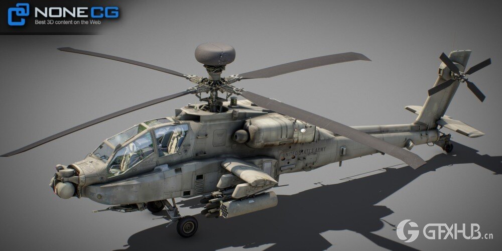 Ah-64D 阿帕奇长弓直升机带驾驶舱 3D 模型