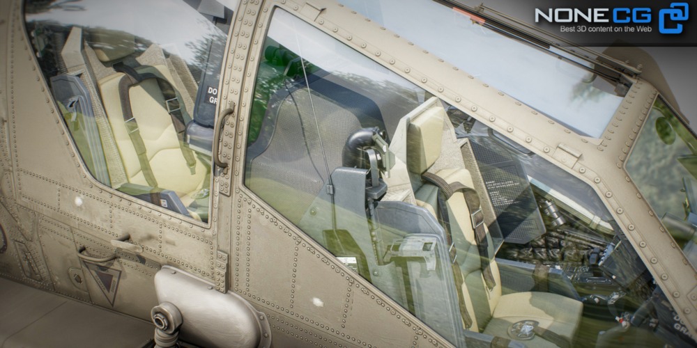 Ah-64D 阿帕奇长弓直升机带驾驶舱 3D 模型