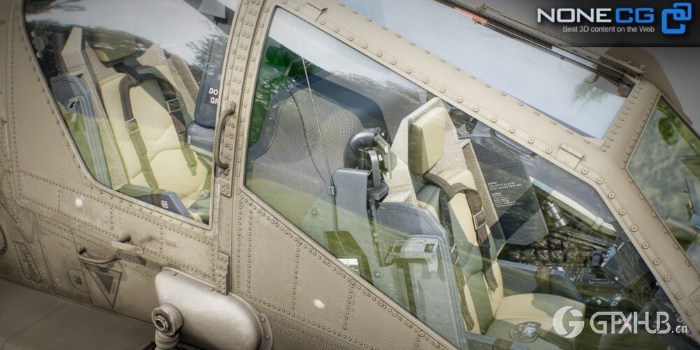 Ah-64D 阿帕奇长弓直升机带驾驶舱 3D 模型