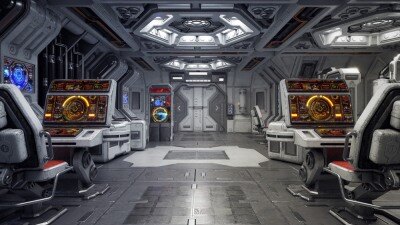 科幻空间站内部场景3D模型+PBR 材质 CGAxis – Space Station Interior Kitbash Bundle