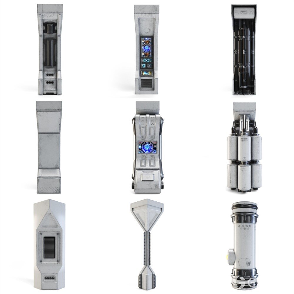 科幻空间站内部场景3D模型+PBR 材质 CGAxis – Space Station Interior Kitbash Bundle