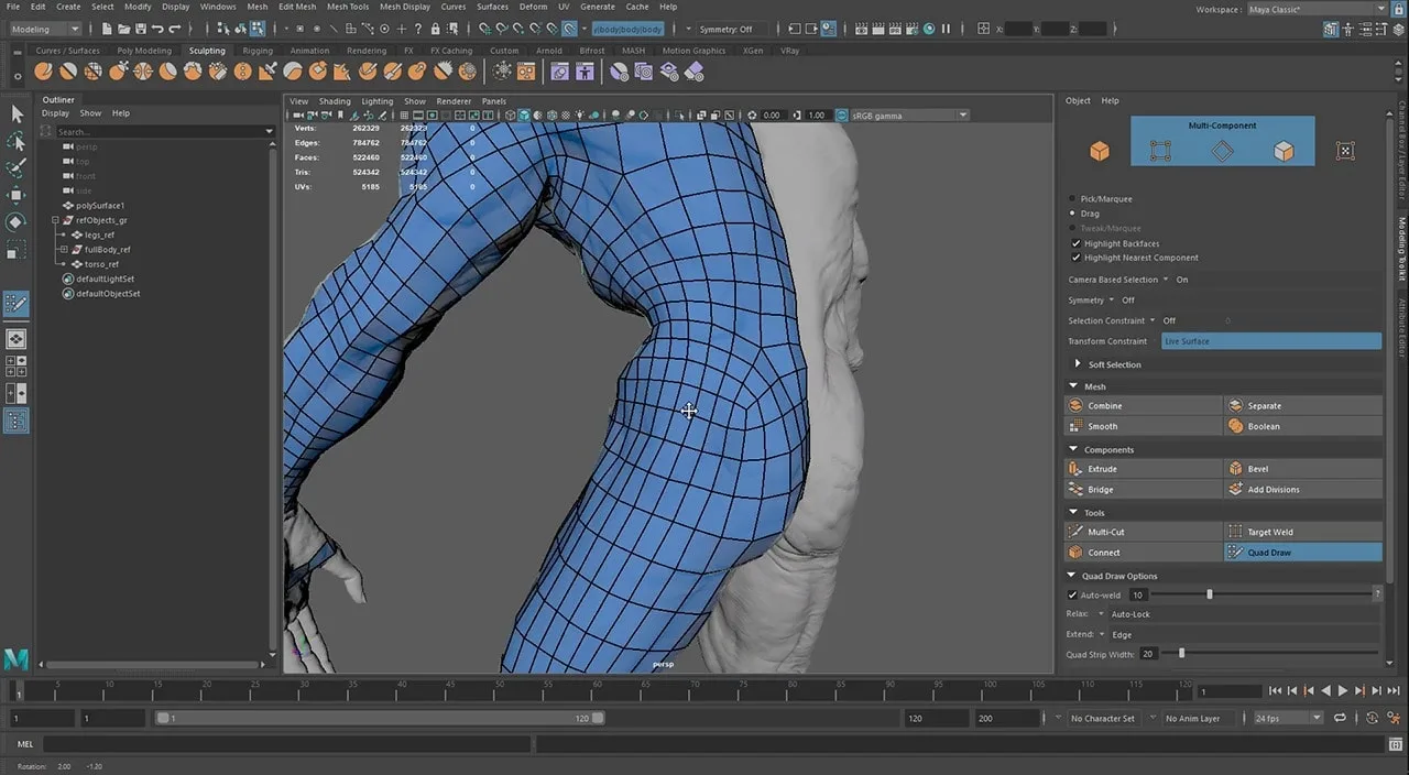【中文字幕】Maya + ZBrush 重新拓扑完整人物角色教程
