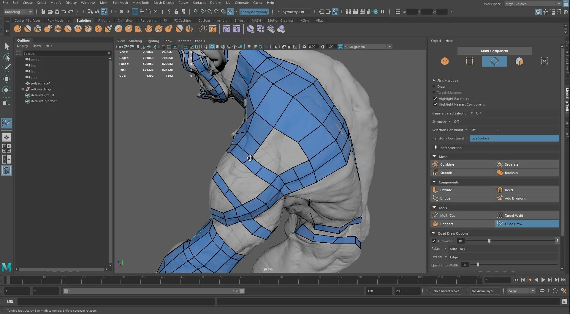 【中文字幕】Maya + ZBrush 重新拓扑完整人物角色教程