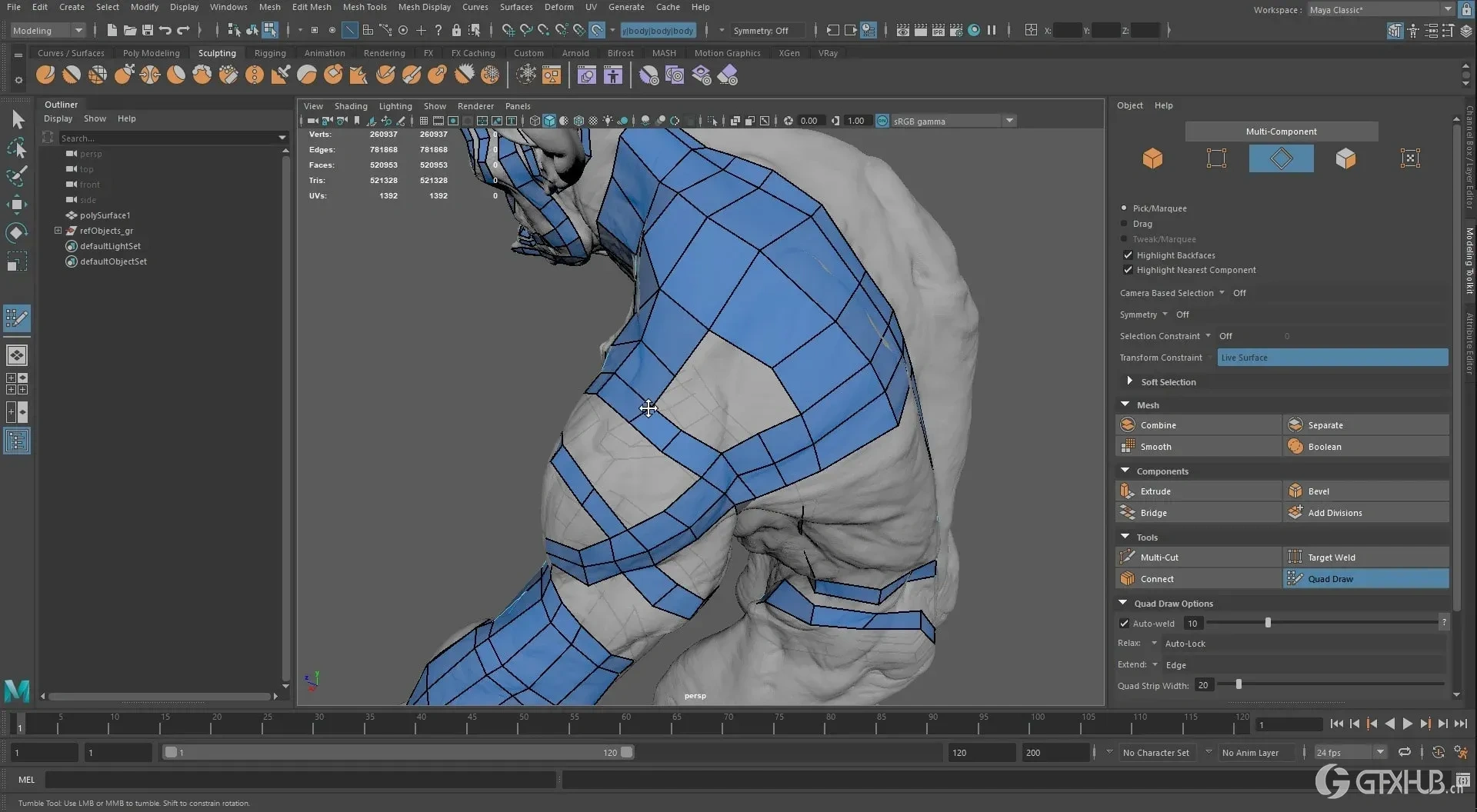 【中文字幕】Maya + ZBrush 重新拓扑完整人物角色教程