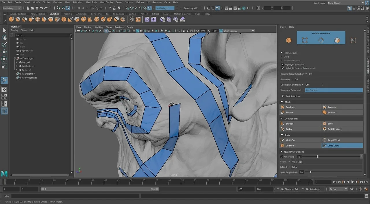 【中文字幕】Maya + ZBrush 重新拓扑完整人物角色教程