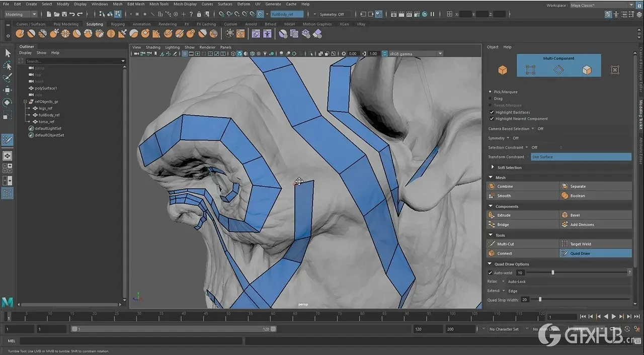 【中文字幕】Maya + ZBrush 重新拓扑完整人物角色教程