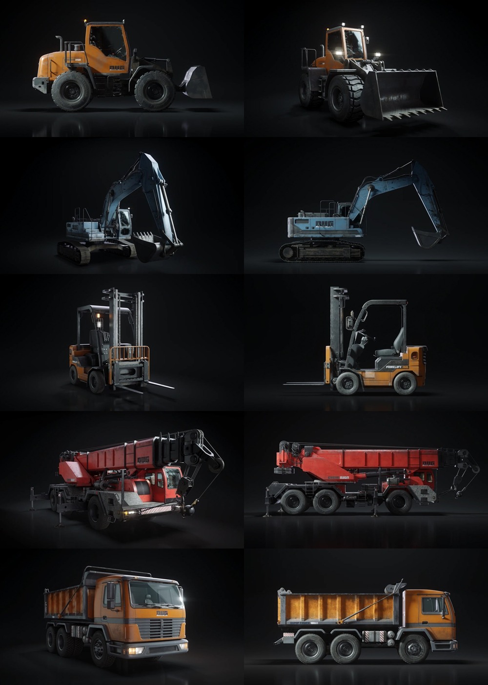 工程车辆3D模型 KitBash3D - Construction Vehicles